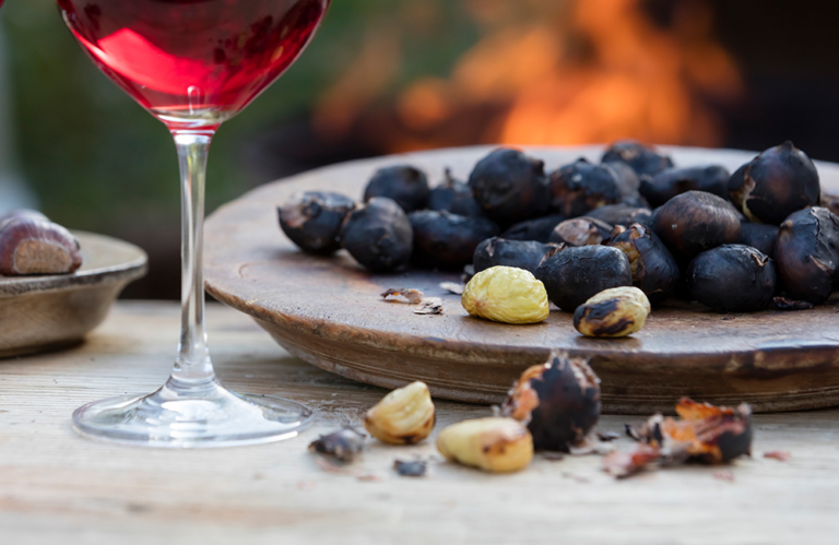 Südtiroler Kastanien und Wein